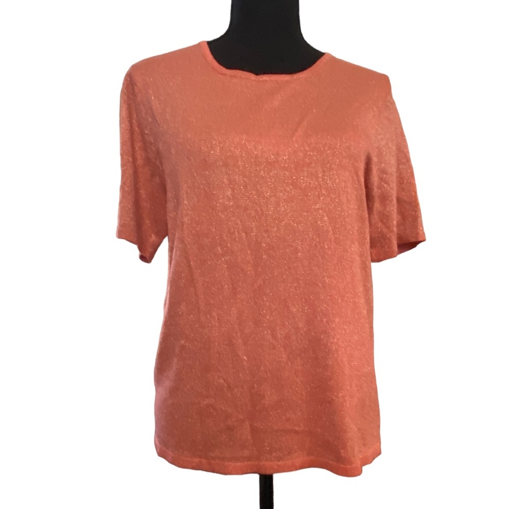 🌟🔥 BOGO Sale🔥🌟 Nina Leonard Peach and Gold Shimmery Knit Top